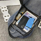 Denim Backpack Canvas Women Backpacks Large capacity Shoulder Bag