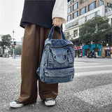 Denim Backpack Canvas Women Backpacks Large capacity Shoulder Bag