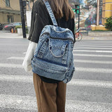 Denim Backpack Canvas Women Backpacks Large capacity Shoulder Bag