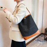 Denim Shoulder Bags Women Large Capacity Bucket Tote Bags For Lady