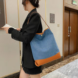 Denim Shoulder Bags Women Large Capacity Bucket Tote Bags For Lady