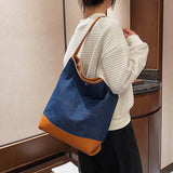 Denim Shoulder Bags Women Large Capacity Bucket Tote Bags For Lady