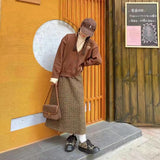 Brown Small Shoulder Bag Lock Corduroy Female Underarm Bag