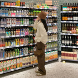 Brown Small Shoulder Bag Lock Corduroy Female Underarm Bag