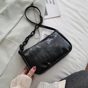 Crocodile Pattern Leather Armpit Bag for Women Small Shoulder Bags