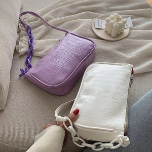 Crocodile Pattern Leather Armpit Bag for Women Small Shoulder Bags