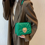 PU Leather Metal Women's Shoulder Bag Handheld Square Bag