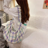 Plaid Ladies Shoulder Bags Candy Large Capacity Women Portable Handbags