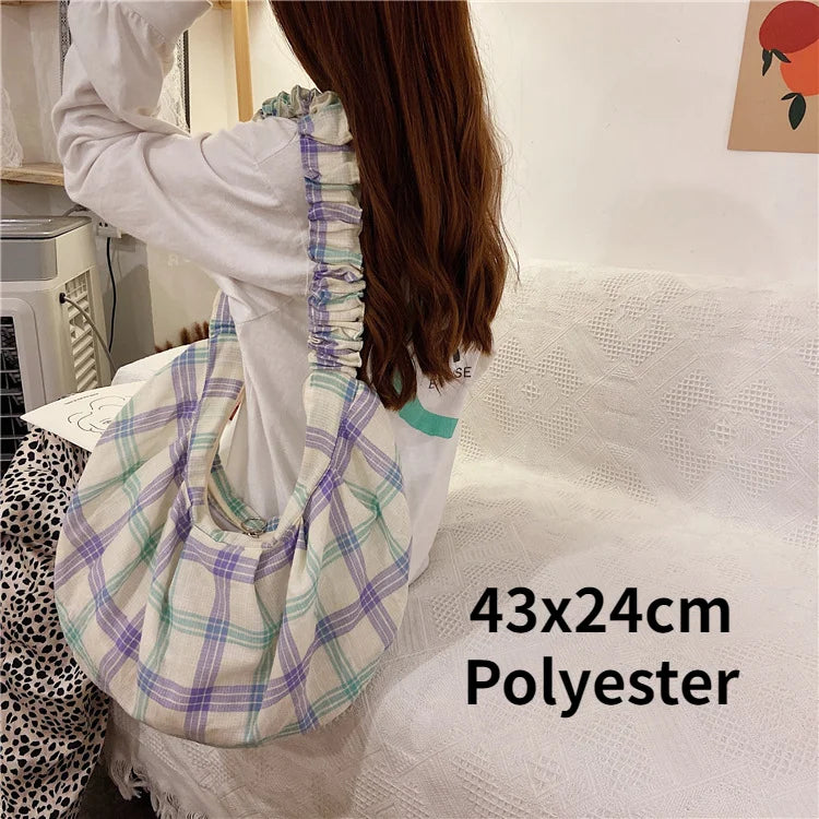 Plaid Ladies Shoulder Bags Candy Large Capacity Women Portable Handbags