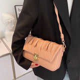 Pleated Shoulder Bags PU Leather Handbags Crossbody Purse