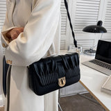 Pleated Shoulder Bags PU Leather Handbags Crossbody Purse