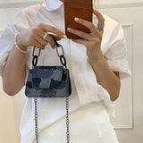 Small Chain Crossbody Denim Handbag for Women