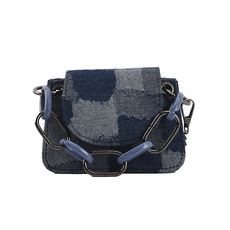 Small Chain Crossbody Denim Handbag for Women