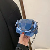 Small Chain Crossbody Denim Handbag for Women