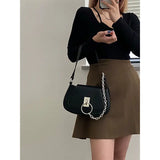 Women Chain Handbags Solid PU Leather Ladies Flap Shoulder Messenger Bag