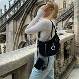 Nylon Small Shoulder Bag Women Chain Vintage Tote Pur
