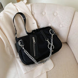 Nylon Small Shoulder Bag Women Chain Vintage Tote Pur