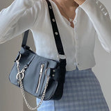 Nylon Small Shoulder Bag Women Chain Vintage Tote Pur
