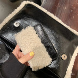 Women Plush Purse Handbags Lamb Wool Chain Shoulder Messenger Bags