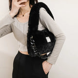 Women Plush Shoulder Candy Bag Furry Winter Handbag Purse