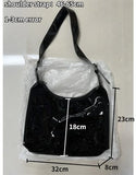 Vintage Patent Leather Women Shoulder Bag Retro Solid Female Half Moon Handbag