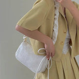 Pleated Strap Ladies Underarm Bag Solid Female Clutch Purse Handbag