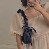 Pleated Strap Ladies Underarm Bag Solid Female Clutch Purse Handbag