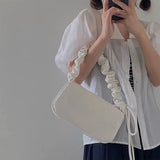 Pleated Strap Ladies Underarm Bag Solid Female Clutch Purse Handbag