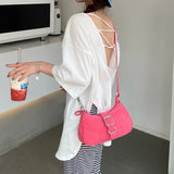 Vintage Rose Red Crossbody Bag with Chain Strap
