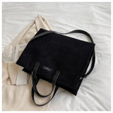 Solid Canvas Handbag with Single Shoulder Strap Large Capacity Shopping Bag