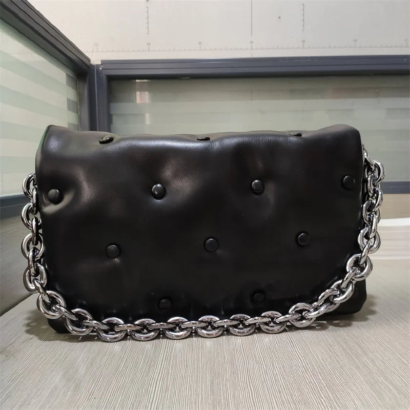 Thick Chains Women Shoulder Bags Leather Messenger Bag Female Handbags