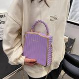Metal Square Bag Ladies Small Cell Phone Chain One Shoulder Crossbody Purse