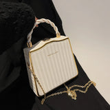 Metal Square Bag Ladies Small Cell Phone Chain One Shoulder Crossbody Purse