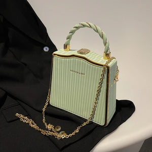 Metal Square Bag Ladies Small Cell Phone Chain One Shoulder Crossbody Purse