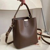 Women's Pu Leather Shoulder Bag Casual Tote Bucket Crossbody Messenger Bag