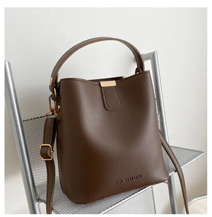 Women's Pu Leather Shoulder Bag Casual Tote Bucket Crossbody Messenger Bag
