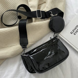 Crossbody Messenger Bag Set with Wide Strap - 3 Small PU Leather Shoulder Bags