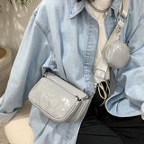 Crossbody Messenger Bag Set with Wide Strap - 3 Small PU Leather Shoulder Bags
