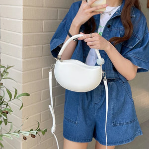 Women Small Shoulder Bag PU Leather Round Crossbody Bags