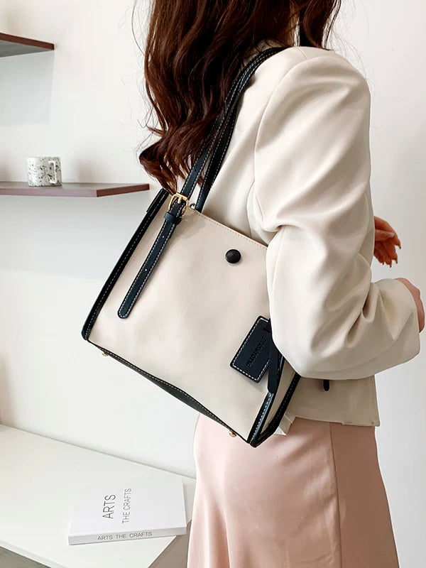Women's Large Capacity Shoulder Bag Tote Solid Crossbody Handbag