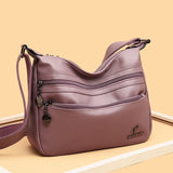 Women's Double Layer PU Leather Shoulder Bag Large Capacity Handbag