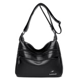 Women's Double Layer PU Leather Shoulder Bag Large Capacity Handbag