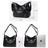 Women's Double Layer PU Leather Shoulder Bag Large Capacity Handbag