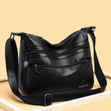 Women's Double Layer PU Leather Shoulder Bag Large Capacity Handbag
