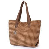 Corduroy Tote Bag Lady Shoulder Handbag Large Shopper Bag