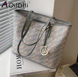 Designer Literary Letter Printing Women Tote Handbags Canvas Shoulder Bag