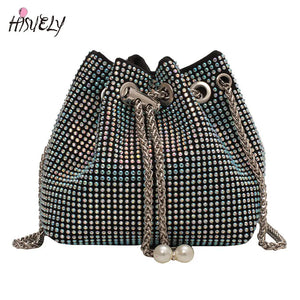 Diamond Bucket Bag Women's Shoulder Bags Ball Chain Crossbody Bag Totes