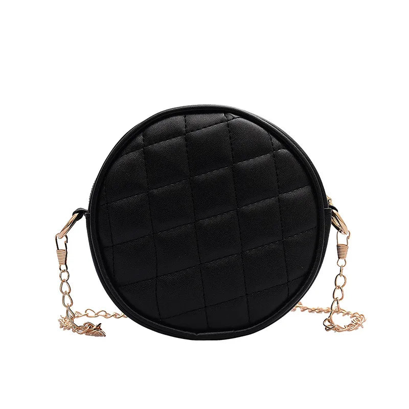 Diamond Lattice Chain Crossbody Bag Round Women Handbags