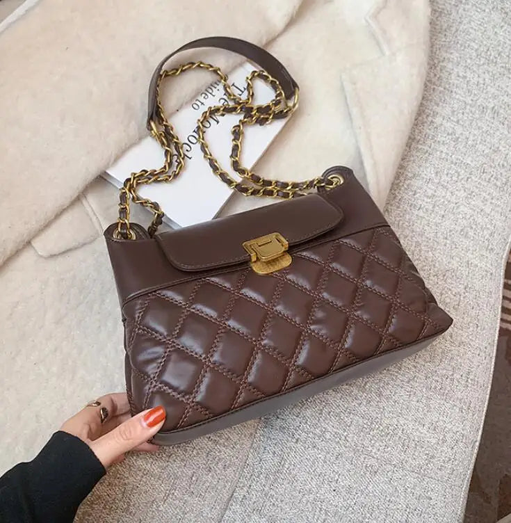 Diamond Lattice Chain Handbags Women Shoulder Crossbody Bags