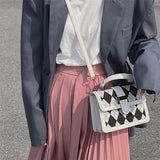 Pink Diamond Lattice Small Satchel Crossbody Bag